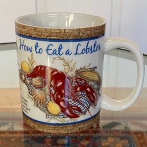Cape Shore Glossy White Coffee Mug "How to Eat a Lobster"